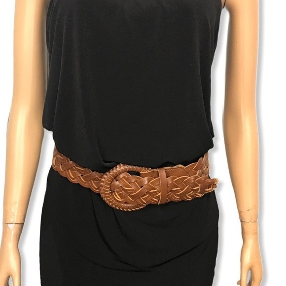 Vintage Woven Wide Belt Brown cognac size Small - Picture 4 of 11